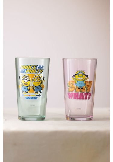 Rakle Minions 2'li Bardak Seti Pembe-yeşil 570 Cc Renkli