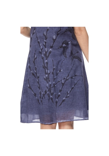 Şile Bezi Indigo Kolsuz Doğa Elbise Mavi