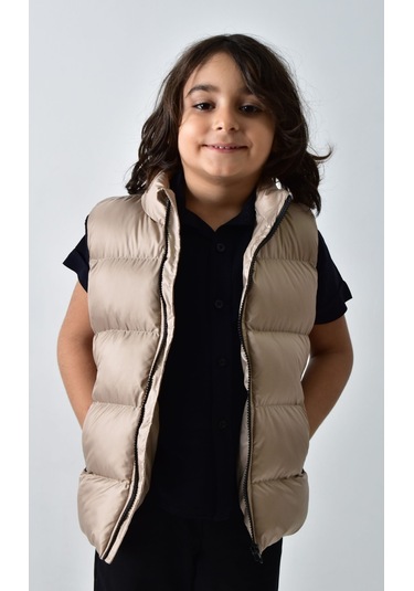 Banada Moda Erkek Çocuk Mat Bej Şişme Yelek Bej
