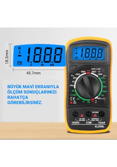 XL830L Dijital Multimetre – Volt, Amper, Ohm Ölçen Geniş Fonksiyonlu Avometre