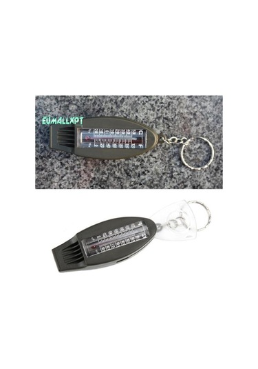 Acil Durum Düdüğü Pusula Büyüteç Termometre Net Ses Anahtarlık Tasarımı 4'ü 1 Arada Siyah