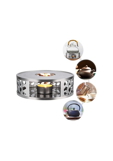 Paslanmaz Çelik Çaydanlık Standı Isıtıcı Mum Yuvarlak Taban Isıtıcı Kahve Süt Mumluk Ocak Crazy Volcano Yağı Gümüş