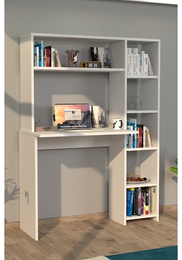 Moonlife Moonlife Duru Kitaplıklı Çalışma Masası Beyaz