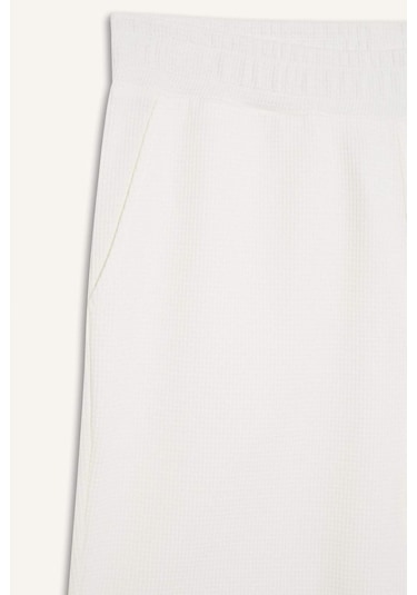 DeFacto %100 Pamuk Regular Fit Dokulu Waffle Şort E2591AX25SMWT46