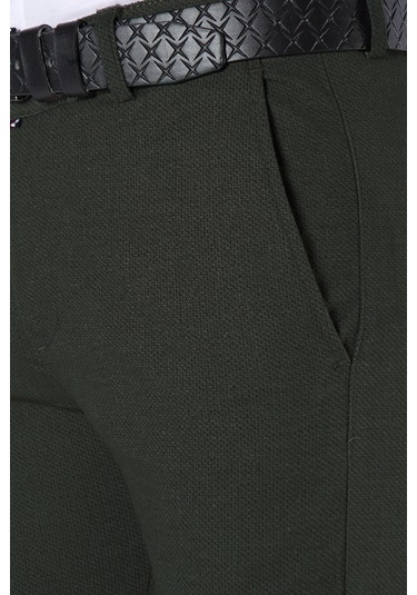 Koyu Yeşil Slim Fit Pamuklu İtalyan Kesim Pantolon Koyu Yeşil