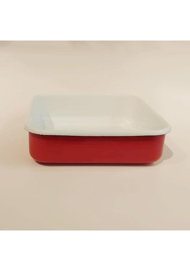 Emaye Kare Fırın Tepsisi Kırmızı Kırmızı