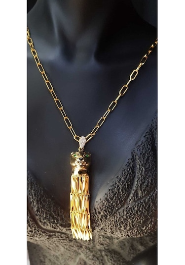 Jaguar Model Altın Tasarım Panter 1. Sınıf Şık Tasarım Çelik Kolye