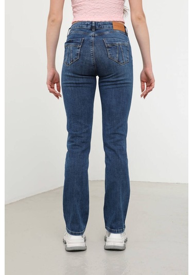 Kadın Likralı Jean Pantolon Mavi 001