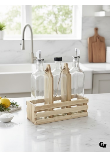 Ahşap Doğal 3lü Set Yağdanlık Ve Sosluk Takımı Set Ihlamur - Kavak 1 Set Ahşap