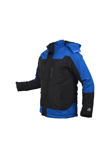 Kışlık Su Geçirmez Erkek Mont 163 Fiyort Naroy Nefes Alabilen Kapitone Astar Saxmavi-siyah