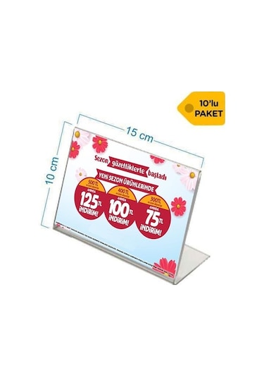 L Tipi Yatay Masaüstü Föylük 15X10Cm A6 - 10'Lu Paket