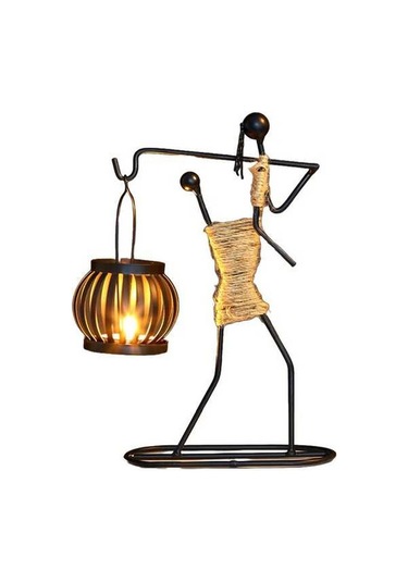 Novahub Vintage Demir Şamdan - Kız Figürlü Dekoratif Mumluk 5 Farklı Model, Çoklu Modeliyle