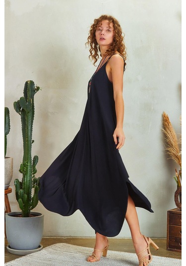 İp Askılı Yazlık Elbise Desenli