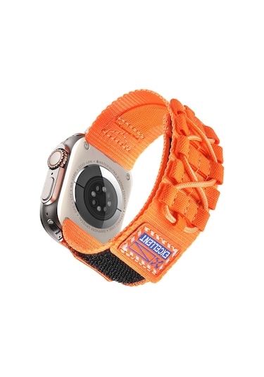 iOs Watch Uyumlu  7 45mm Zore Krd-112 Orbital Örgülü Halat Tasarımlı Naylon Kumaş Hasır Kordon-yeşil