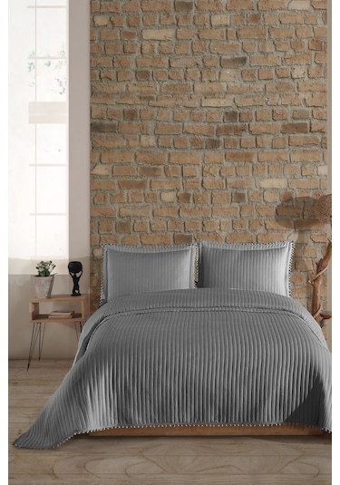 Elart Florita Yatak Örtüsü Seti Tek Kişilik 180x240 Cm Gri Gri