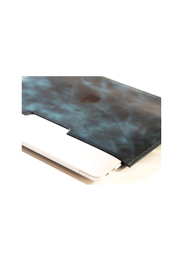 Kişiye Isme Özel Adonis Macbook Air Hakiki Deri Kılıf Mavi