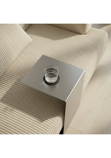 Metal Koltuk Üstü C Sehpa Modern Minimal Yan Sehpa Gri