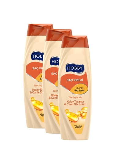 Hobby Klasik Balsam Saç Bakım Kremi 3 x 600 ML