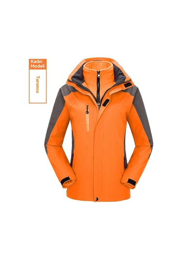 Kadınlar İçin Açık Hava Su Geçirmez Ceket Turuncu Turuncu