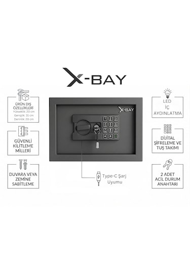 X-bay Xb-2000 Dijital Çelik Kasa Küçük Boy