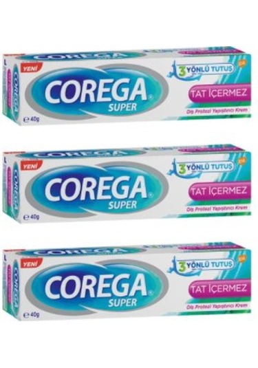 Corega Süper Diş Proztezi Yapıştırıcı Krem 40gr Tat İçermez | 3 Adet
