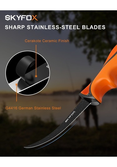 Dancemonkey 18 Cm Paslanmaz Çelik Skyfox Profesyonel Fileto Bıçağı, Kaymaz Sap, Kılıflı