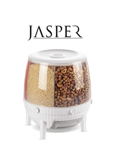 Jasper 360° Dönebilen 6 Bölmeli Kuru Gıda ve Bakliyat Organizeri
