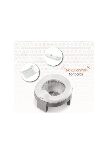 Gezenbebe Katlanabilir Seyahat Çocuk Tuvaleti Beyaz - Gri