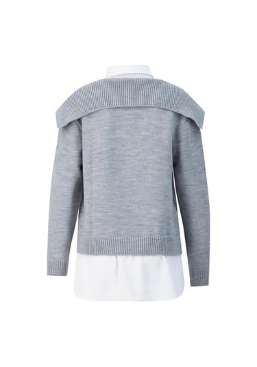 Armine Poplin Mixli Kazak 24kd4218 Gri-beyaz Gri