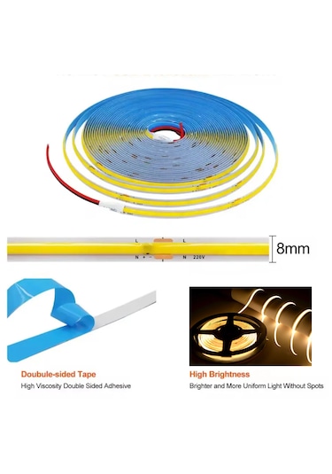 Forlife 320 Ledli 12 Volt İç Mekan Cob Şerit Led 5 Metre Günışığı