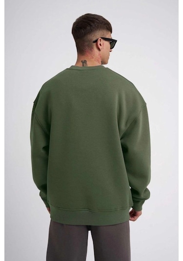Mbb E-ticaret Erkek Bisikilet Yaka 3 İplik Pamuklu Sweatshirt - Haki