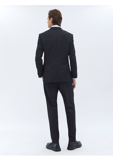 Kip Siyah Desenli Modern Fit Yün Karışımlı Takım Elbise 6 Drop Siyah