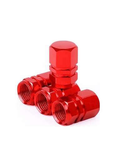 Oto Araba Sibop Kapağı Seti Altıgen 4 'Lü Set Kırmızı