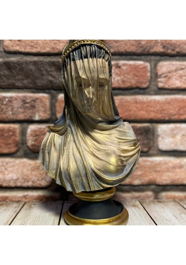 Tül Duvaklı Kadın Büst Heykel Biblo