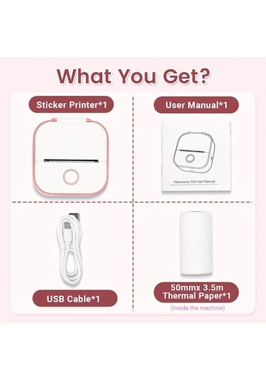 Gateesat Phomemo T02 Yeşil Mini Fotokopi Kablosuz Yazıcı Ev Ofis Okul