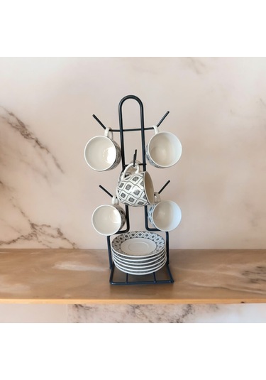 Fincan Askısı, Antrasit Tabaklı Askılık, Masa Üstü, Tezgah Üstü