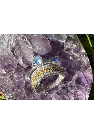 Canım Annem Yazılı Gümüş Yüzük Zirkon Taşlı Sodyum Kaplama