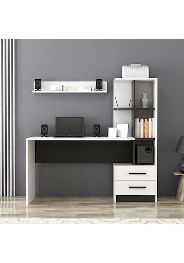 Inarchdizayn Alaska Çalışma Masası Siyah Beyaz Ücretsiz Kargo Siyah Beyaz