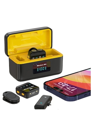 Q09 Iphone Ve Type-c Uyumlu Kablosuz Yaka Mikrofonu Göstergeli Led Şarj Kutulu Gürültü Azaltma