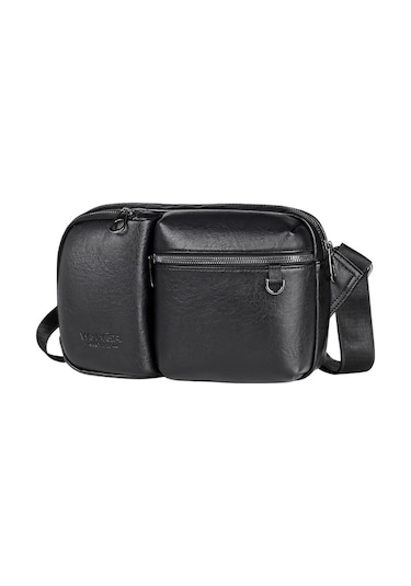 Sones Weıxıer D401 Erkek Büyük Kapasiteli Çapraz Askılı Tek Omuz Çantası Rahat Pu Haberci Çantası Siyah