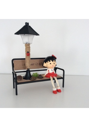 Bankta Oturan Kız Işıklı Biblo Flower Girl Diğer