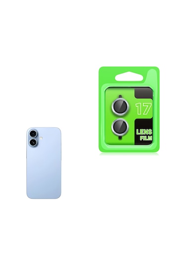 Adige İphone Uyumlu 17 Lens Koruyucu Mavi + Ekran Koruyucu Mavi