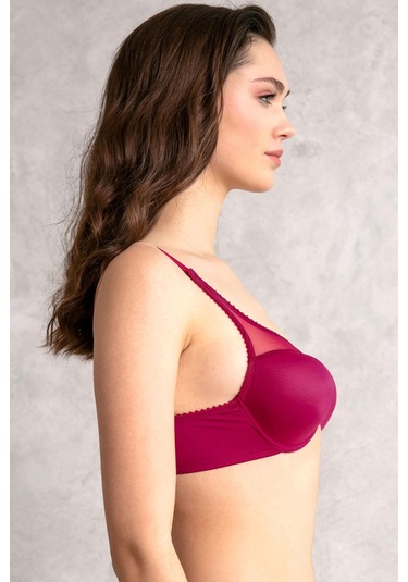 Balenli Desteksiz Dolgusuz Toparlayıcı Yumuşak Süngerli Günlük Klasik Küçültücü Sütyen Vişne