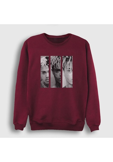 Presmono Unisex Three Xxxtentacion Sweatshirt Bordo