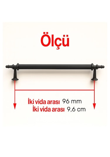 96 Mm Klasik Siyah Mobilya Kulpu Vintage Dekoratif Çekmece Ve Dolap Kolu Mat Siyah