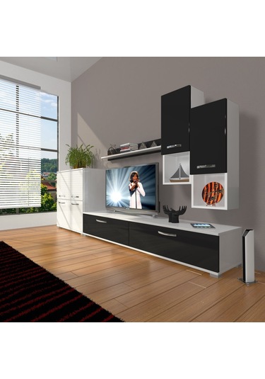 Decoraktiv Eko 6da Slm Std Tv Ünitesi Tv Sehpası Beyaz - Siyah