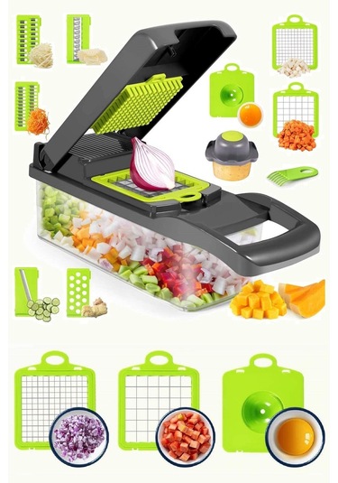 Lüx Küp Rende 13 Parça Hazneli Sebze Doğrayıcı Dicer Dilimleyici Kesici Fonksiyonlu Mutfak Seti