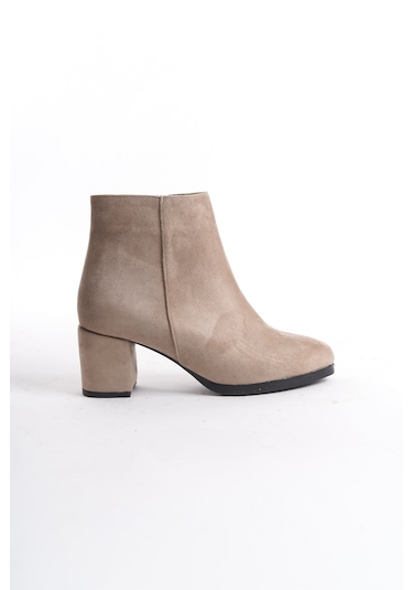 Kadın Liva Düz Topuklu Kısa Bot Bej Süet