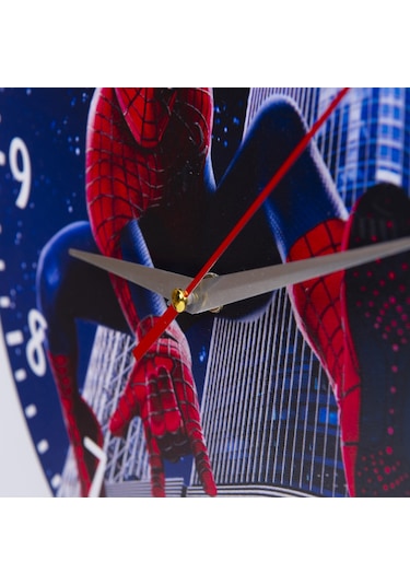 Deep Craft Dekoratif Ahşap Duvar Saati Salon,çocuk Odası Saati - Spiderman Kırmızı
