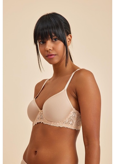 Victoria Ten Balenli Dantelli Dolgusuz Toparlayıcı Balkonet Sütyen Ten